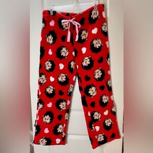 Betty Boop Red and Black Fuzzy Pajama Bottoms Size XL